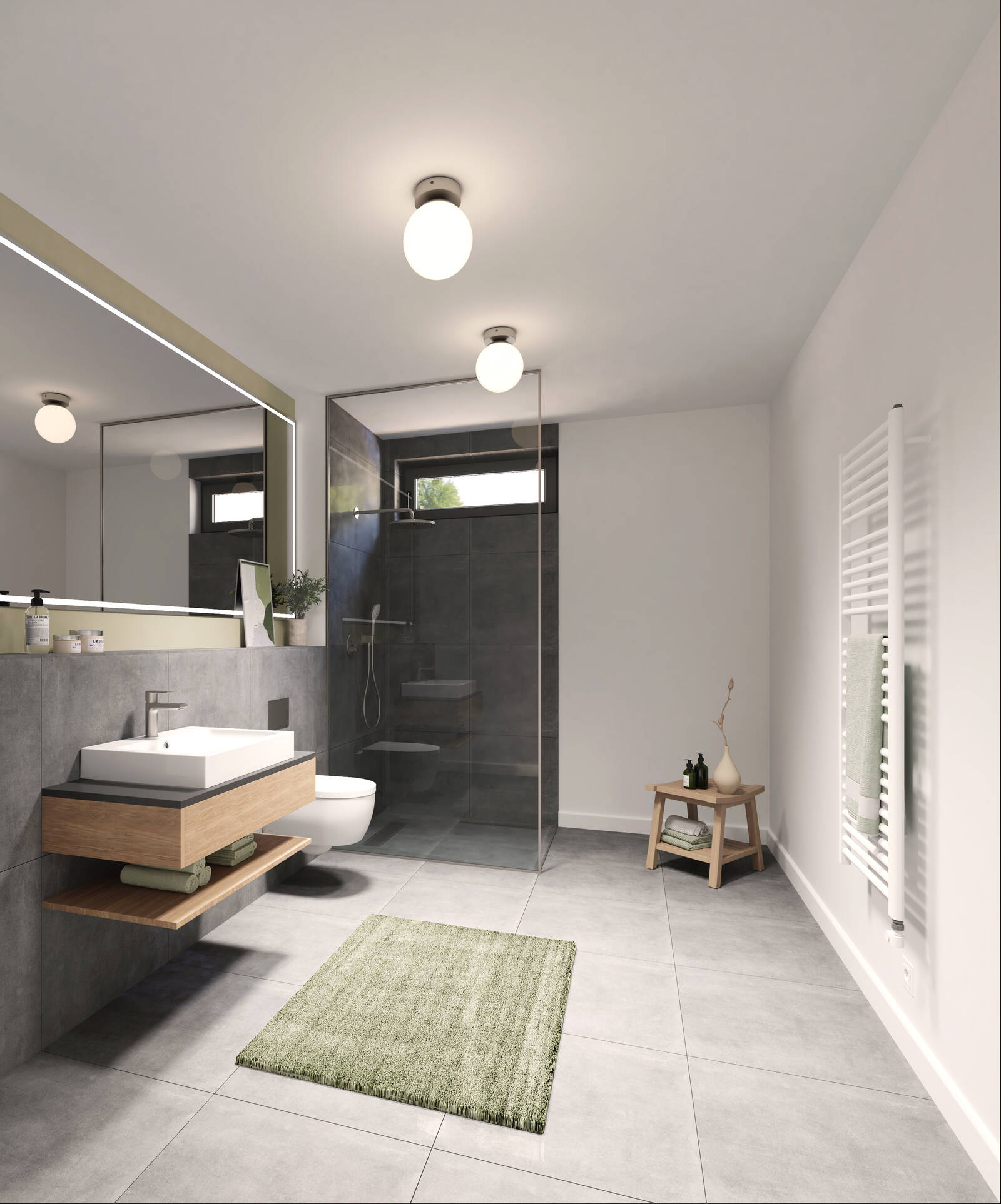 Badezimmer in dunklen Farbtönen