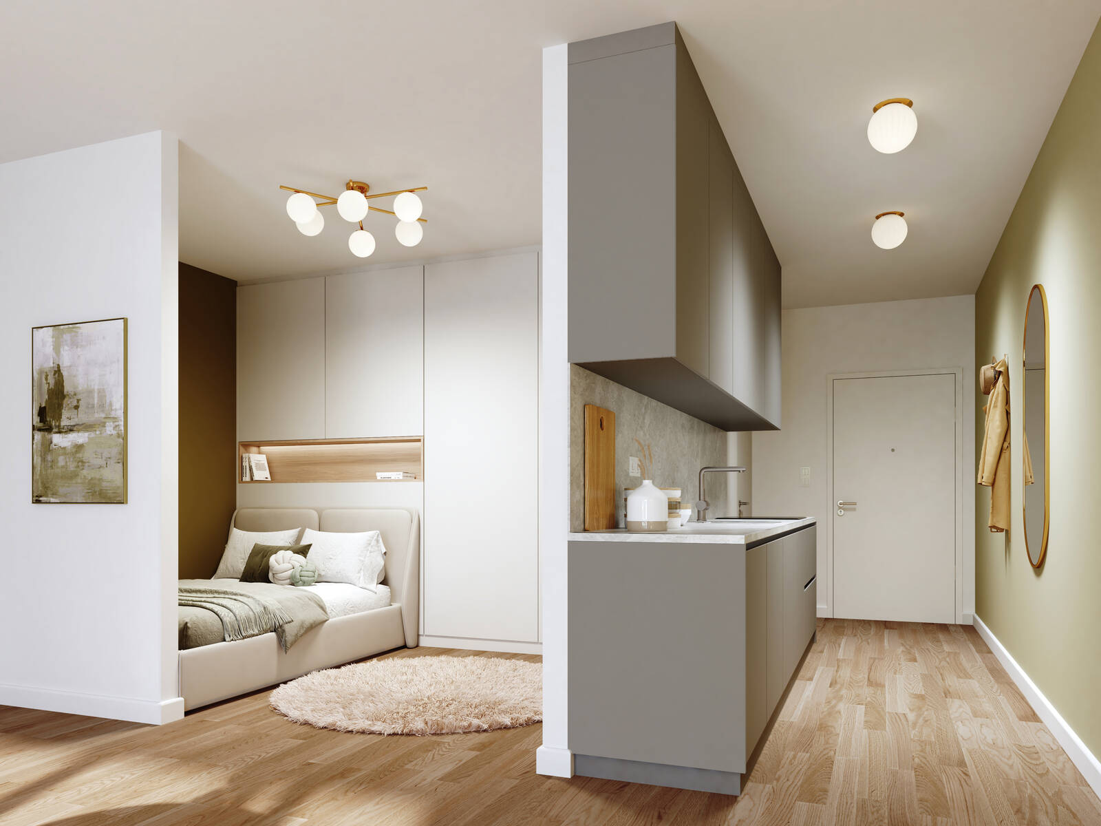 Kompaktes Apartment mit Schlafnische und offener Küchenzeile